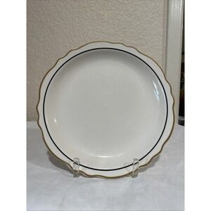 Homer Laughlin Scalloped Gold Edge Rim & Black Line China 9.5" Dinner Plate